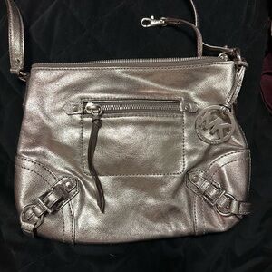 Metallic silver Micheal Kors Crossbody Bag